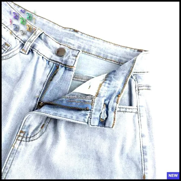 High Waisted Wide Leg Jeans Stretchy Distressed Denim Pants Y2K Retro